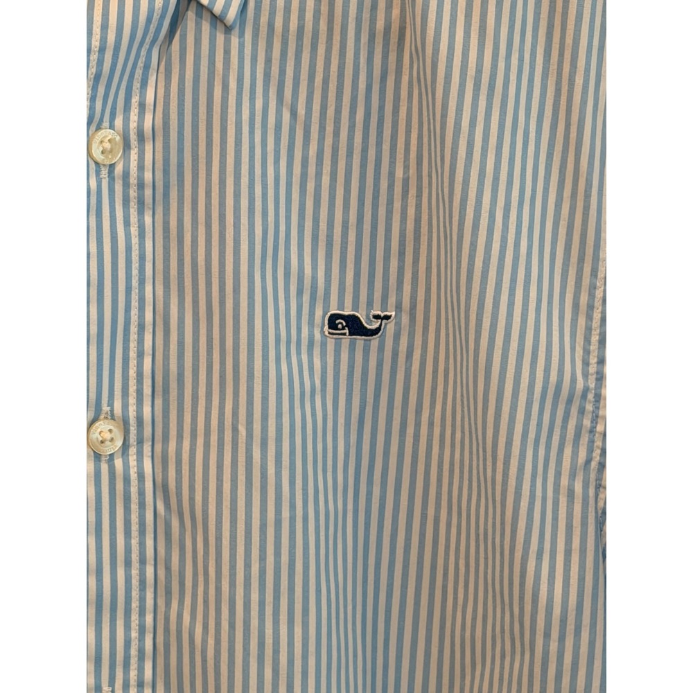 Vineyard Vines Performance Whale Shirt Men Small Blue Stripe Classic Fit Stretch - Picture 2 of 9